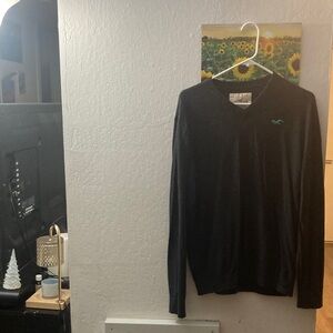 Hollister Dark Gray V-Neck Sweater